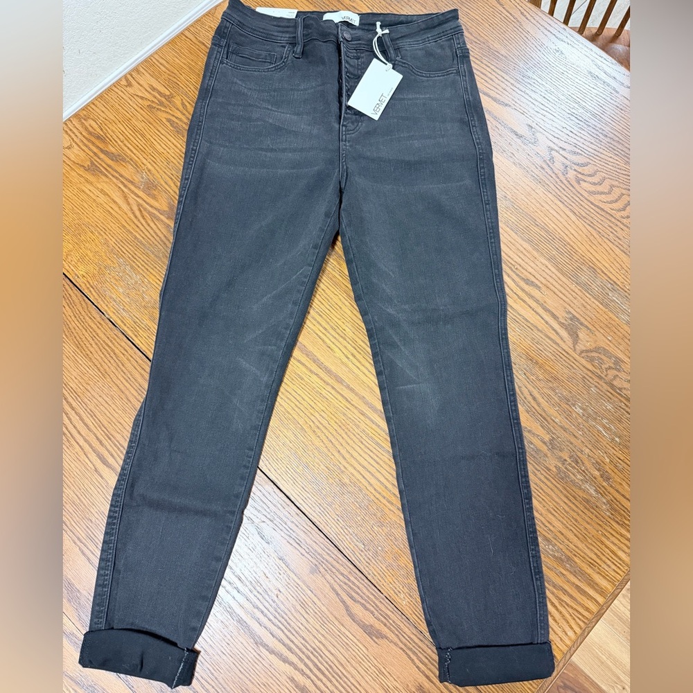 VERVET Haylie High Rise Skinny Button Fly Black Denim Jeans Size 30 NWT